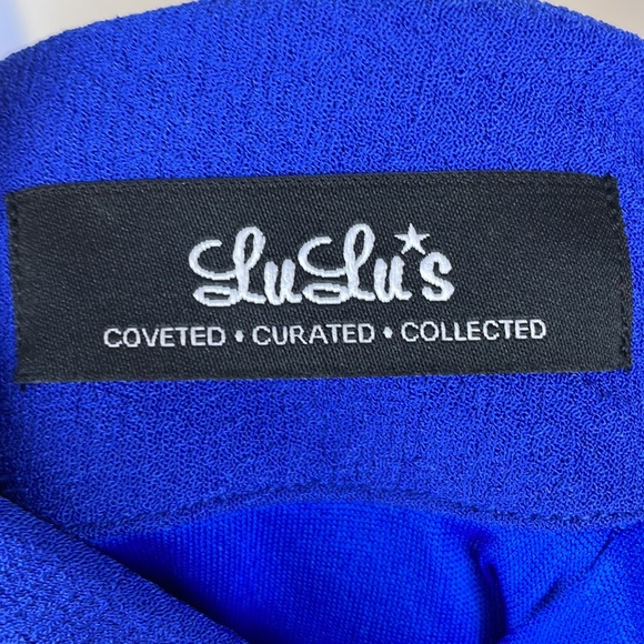 Lulu's Blue Fit and Flare Sleeveless Dress with Open Back - Size Medium - Picture 15 of 17